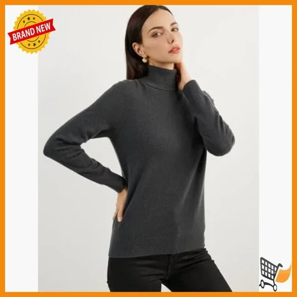 100% Cashmere Turtleneck Sweater Pullover Long Sleeve Warm Soft Knit